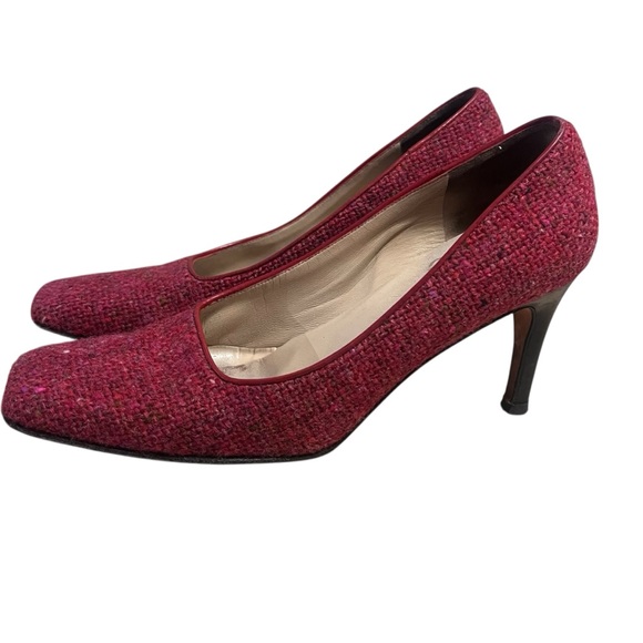 Kate Spade New YorkVintage Heels Pumps Square Toe Textured Red  Business Casual - Picture 1 of 13